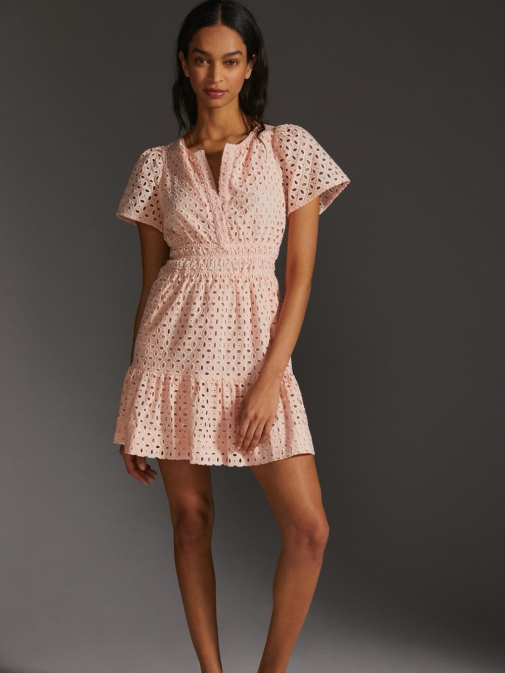 Anthropologie Somerset Peach Mini Dress